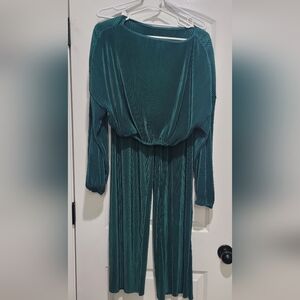 2 pc long sleeve crop top and wide leg pant set